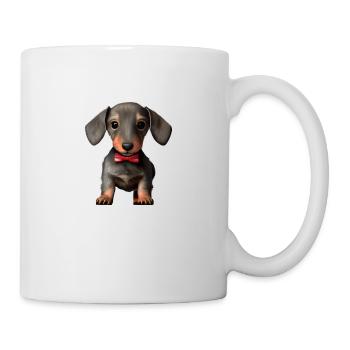 Chien teckel Chiens avec nœud papillon Chiot teckel - Mug blanc - blanc - Droite