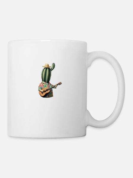 Cactus Star Flower Shirt and Guitar Vibes - Mug - white