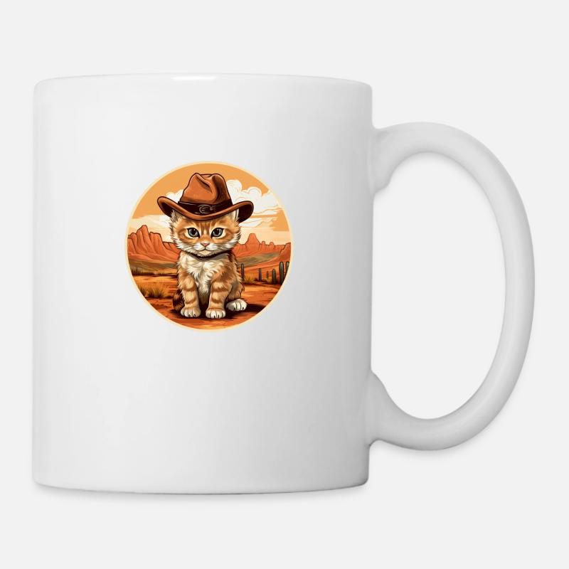 Katze des Wilden Westens - Tasse - Weiß