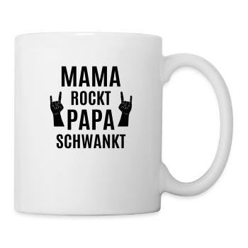Mama rockt Papa Bier Party machen lustige Sprüche - Tasse - Weiß - Rechts