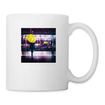 Die Unbekannte mit dem gelben Regenschirm - Tasse - Weiß - Rechts