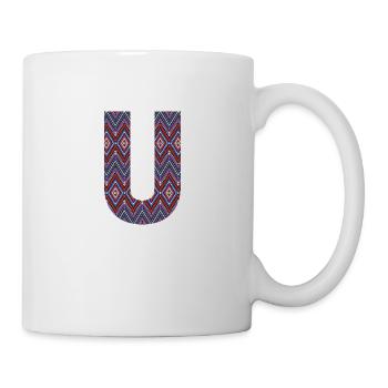 Monogramm Buchstabe U- geometrisches Muster - Tasse - Weiß - Rechts