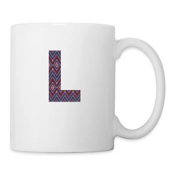 Monogramm Buchstabe L - geometrisches Muster - Tasse - Weiß - Rechts