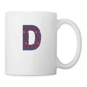 Monogramm Buchstabe D - geometrisches Muster - Tasse - Weiß - Rechts