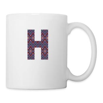 Monogramm Buchstabe H - geometrisches Muster - Tasse - Weiß - Rechts
