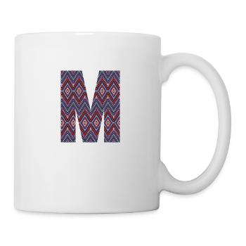Monogramm Buchstabe M - geometrisches Muster - Tasse - Weiß - Rechts