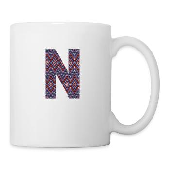 Monogramm Buchstabe N - geometrisches Muster - Tasse - Weiß - Rechts