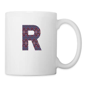 Monogramm Buchstabe R - geometrisches Muster - Tasse - Weiß - Rechts