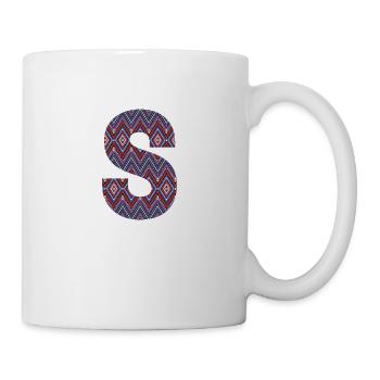 Monogramm Buchstabe S - geometrisches Muster - Tasse - Weiß - Rechts