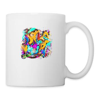 Graffiti-Stil Splash Hip Hop Farben Maler Farbe - Tasse - Weiß - Rechts