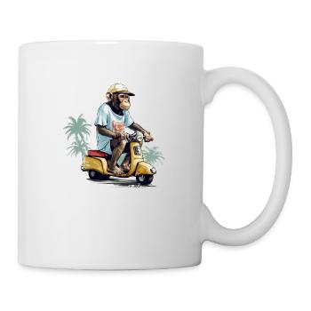 Kiki le singe au scooter - Mug blanc - blanc - Droite