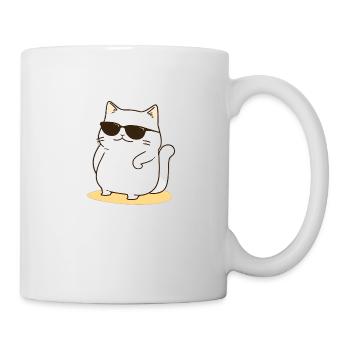 Rockende Katze mit Sonnenbrille - Tasse - Weiß - Rechts