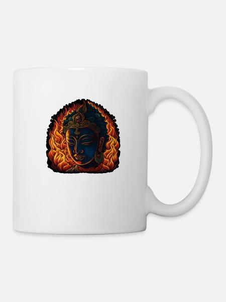 Neon - Buddha - Meditation in Flames - pos - Tasse - Weiß