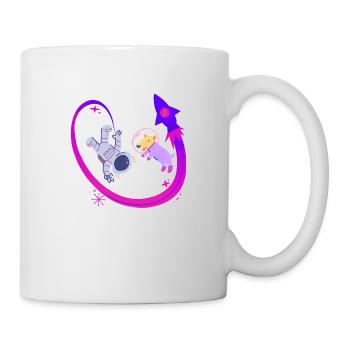 Hund und Mensch im Weltraum - Tasse - Weiß - Rechts