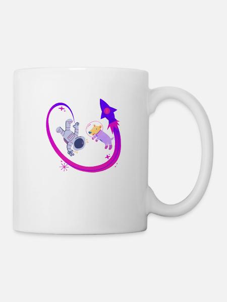 Hund und Mensch im Weltraum - Tasse - Weiß