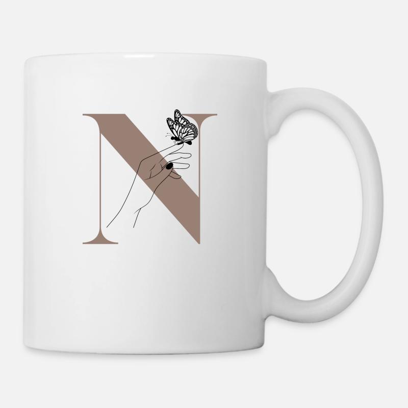 Buchstabe n magischer Schmetterling - Tasse - Weiß