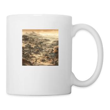 Japanische Landschaft im Vintage-Stil - Tasse - Weiß - Rechts