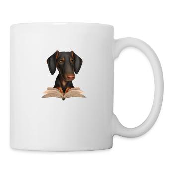 Dobermann Buch lesen Dobermannwelpe Bücher Hund - Tasse - Weiß - Rechts
