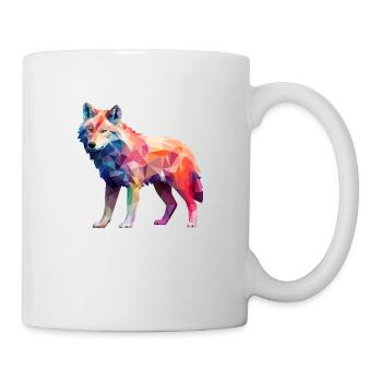 Wolf Geometrisch Zeichnung - Tasse - Weiß - Rechts