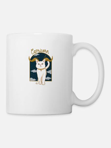 Capricorn Zodiac Sign Cat - Tasse - Weiß
