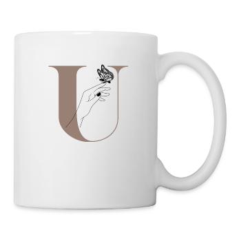 Buchstabe U Magischer Schmetterling - Tasse - Weiß - Rechts