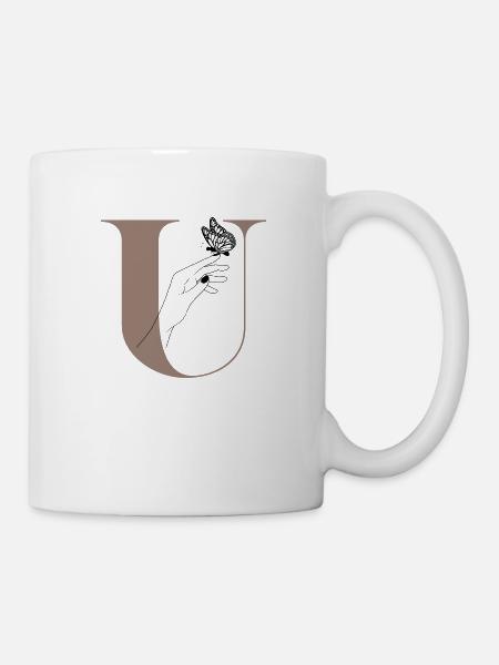 Buchstabe U Magischer Schmetterling - Tasse - Weiß