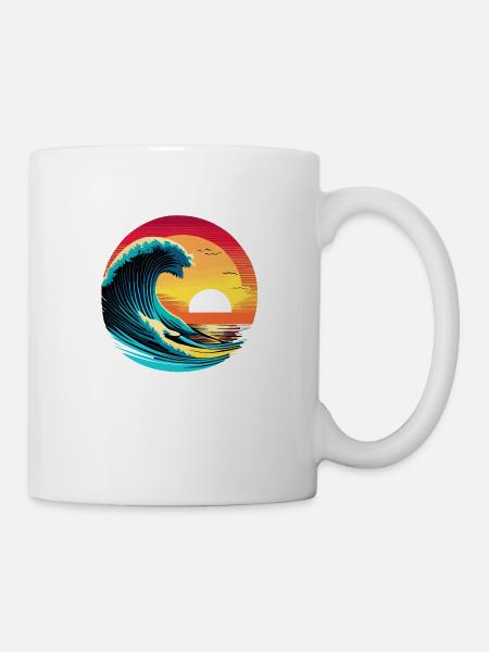 Surfer Sunset - Tasse - Weiß