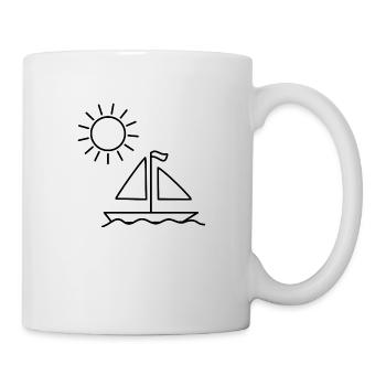 Segelboot auf dem Meer mit Sonne - Tasse - Weiß - Rechts