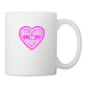 Self care is important heart - Mug - white - Right