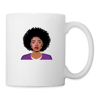 Frau mit Afro - Tasse - Weiß - Rechts