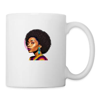 Femme noire avec afro - Mug blanc - blanc - Droite