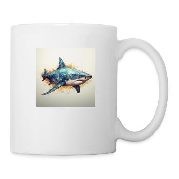 Shark geometrical drawing 2 - with background - Mug - white - Right