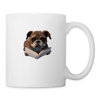 Hund Hundebesitzer Bulldogge Buch lesen Hunde - Tasse - Weiß - Rechts