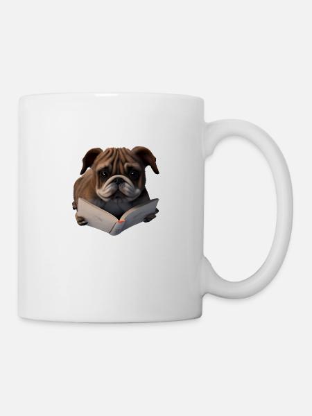 Chien Dog Propriétaire Bulldog Lire Livre Chiens - Mug blanc - blanc