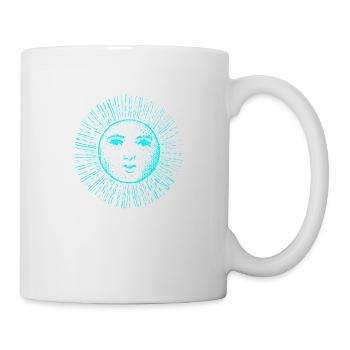 sonne gesicht spirit neon blau sonnengott yoga zen - Tasse - Weiß - Rechts