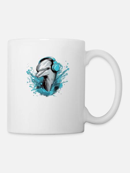 Jerko, der audiophile Delphin - Tasse - Weiß