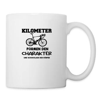 Kilometer Formen den Charakter, Rennrad Design - Tasse - Weiß - Rechts