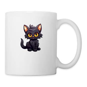 Petit chaton noir personnage de dessin animé - Mug blanc - blanc - Droite