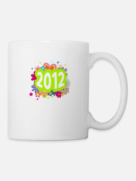 Année 2012 anniversaire Groovy floral - Mug blanc - blanc