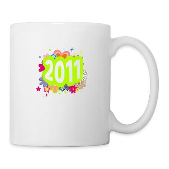 Jahr 2011 Jubiläum Groovy Floral - Tasse - Weiß - Rechts