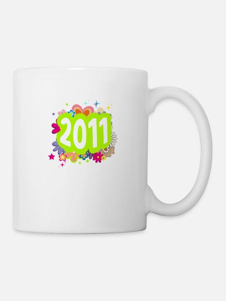 Année 2011 anniversaire Groovy floral - Mug blanc - blanc