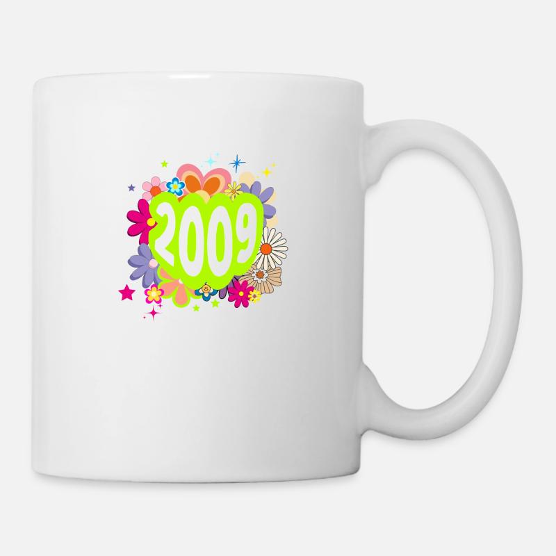Année 2009 anniversaire Groovy floral - Mug blanc - blanc