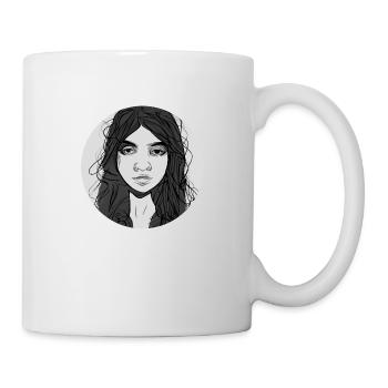 B/W Woman Face Abstract - Mug - white - Right