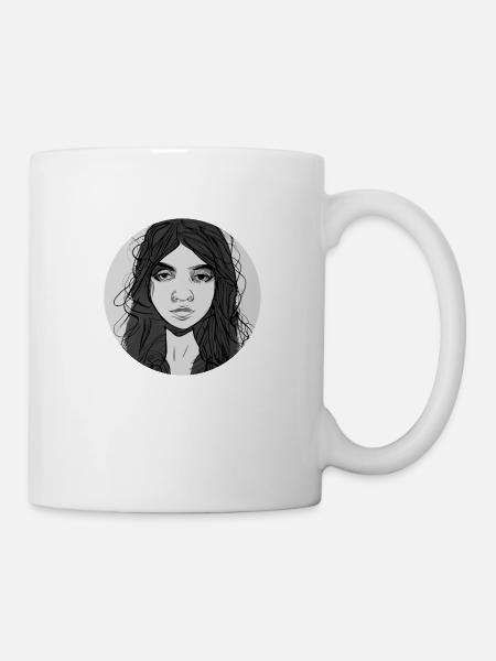 B/W Woman Face Abstract - Tasse - Weiß