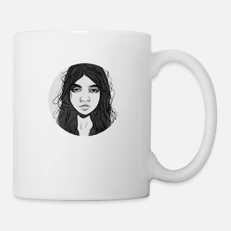 B/W Woman Face Abstract - Tasse - Weiß