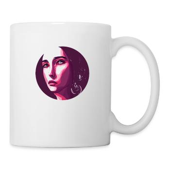Red Woman Portrait - Abstract - Tasse - Weiß - Rechts
