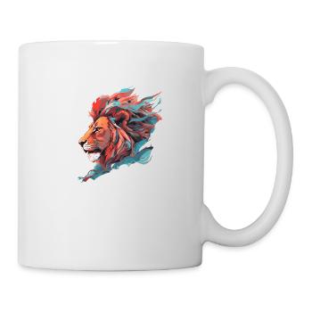 Lion Farouche clair et turquoise - Mug blanc - blanc - Droite