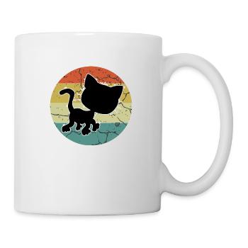 Retro Vintage Cute Cat Sunset Design - Mug - white - Right