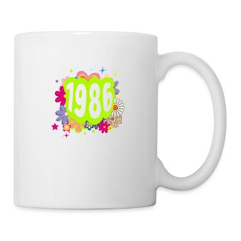 Year 1986 anniversary Groovy floral - Mug - white - Right