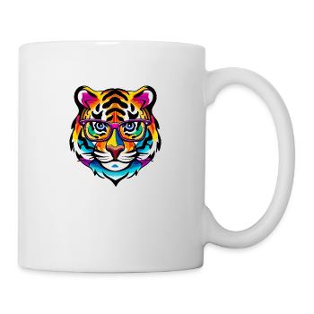 Tiger Intelligent Glasses Colorful Rainbow Gift - Mug blanc - blanc - Droite